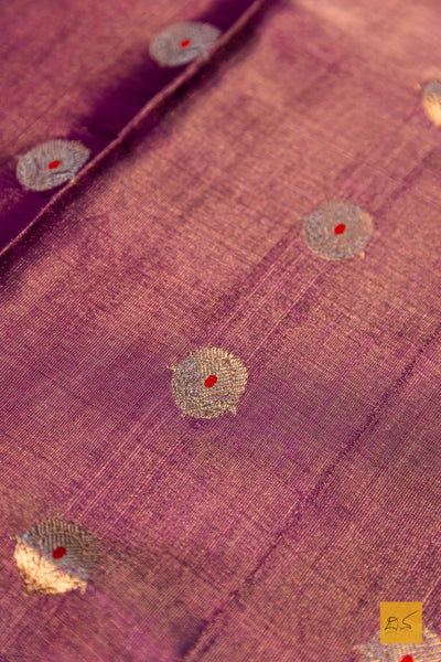Nishchitha- Purple Chanderi Pure Silk Tissue Handwoven Saree
