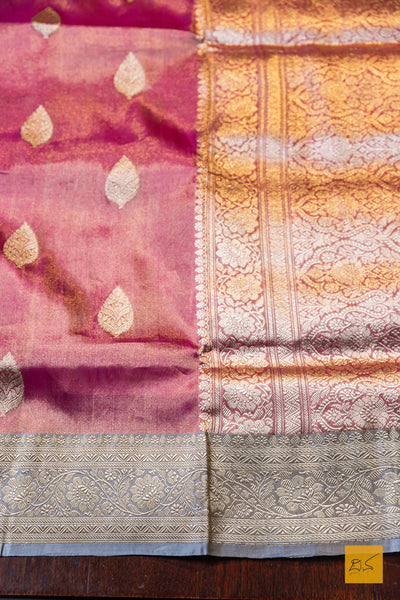 Akshari- Pink Banarasi Tissue Katan Silk Handwoven Saree