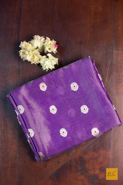Nishchitha- Purple Chanderi Pure Silk Tissue Handwoven Saree