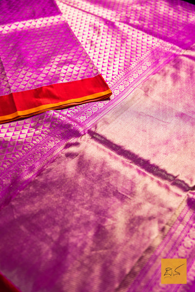 Mahiyasyi- Pink Banarasi Katan Silk Handwoven Saree