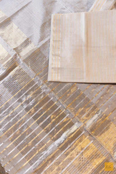 Bahuroopa- Off White Maheshwari Silk Cotton Handwoven Saree