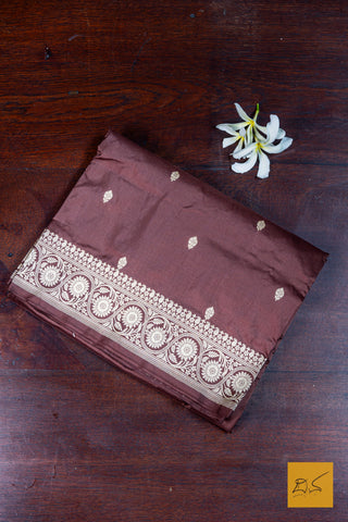 Manavi- Brown Banarasi Katan Silk Handwoven Saree