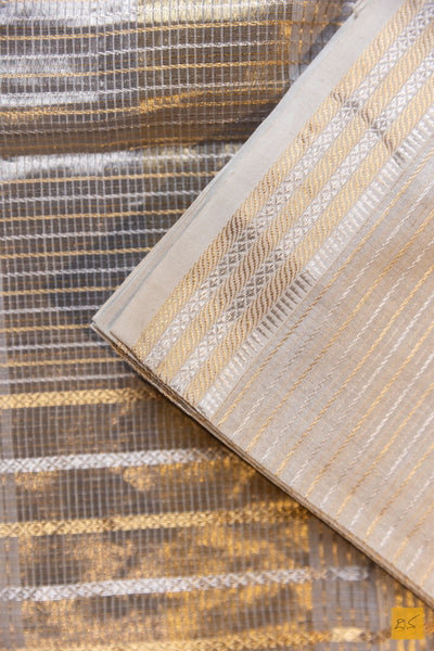 Bahuroopa- Off White Maheshwari Silk Cotton Handwoven Saree