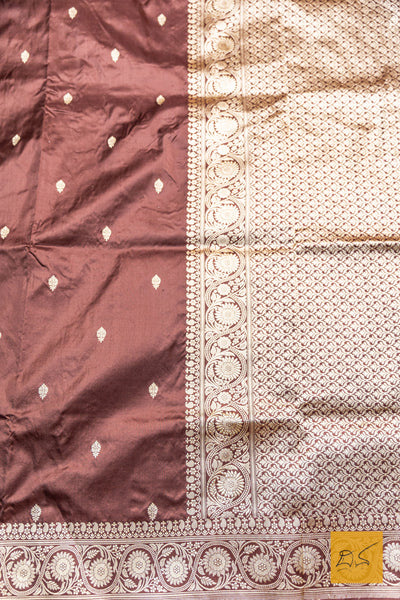 Manavi- Brown Banarasi Katan Silk Handwoven Saree