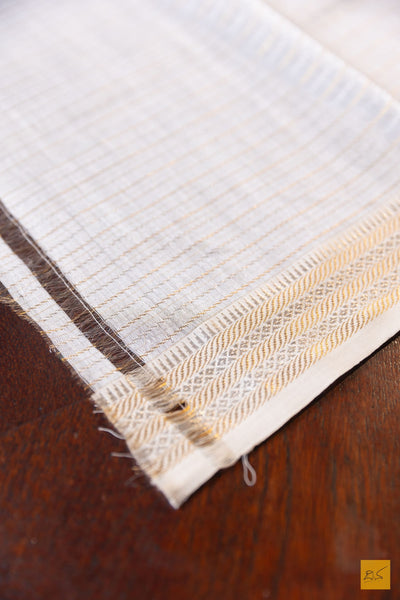 Bahuroopa- Off White Maheshwari Silk Cotton Handwoven Saree