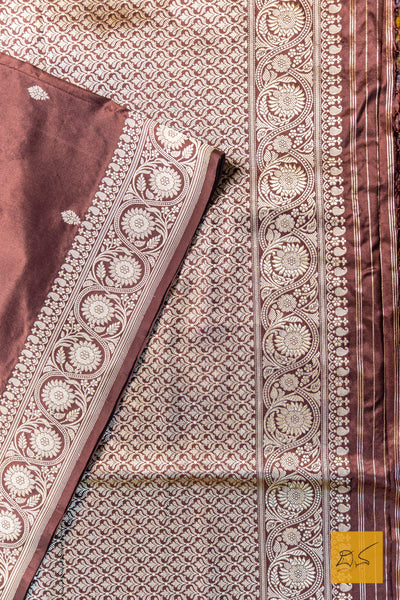 Manavi- Brown Banarasi Katan Silk Handwoven Saree