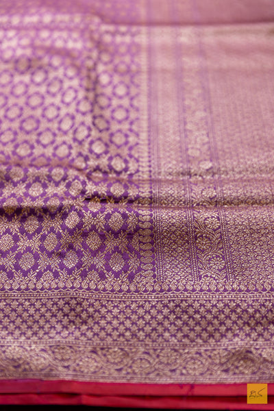 Vidhathri- Purple Banarasi Katan Silk Brocade Saree