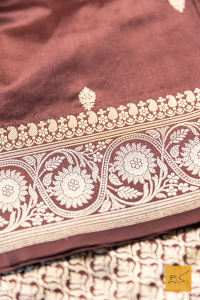 Manavi- Brown Banarasi Katan Silk Handwoven Saree