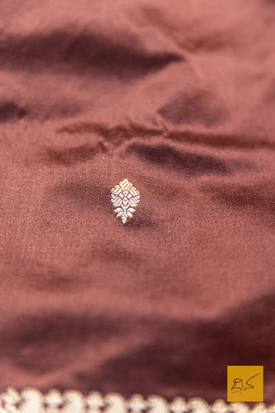 Manavi- Brown Banarasi Katan Silk Handwoven Saree