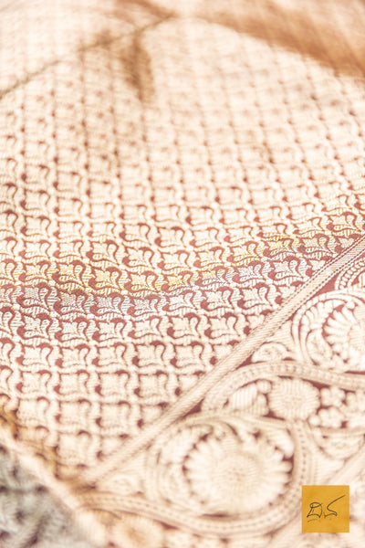 Manavi- Brown Banarasi Katan Silk Handwoven Saree