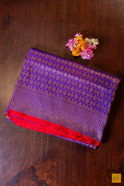 Vidhathri- Purple Banarasi Katan Silk Brocade Saree