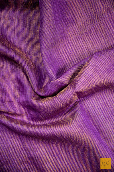 Purple Resham Matka Tissue Handwoven Saree