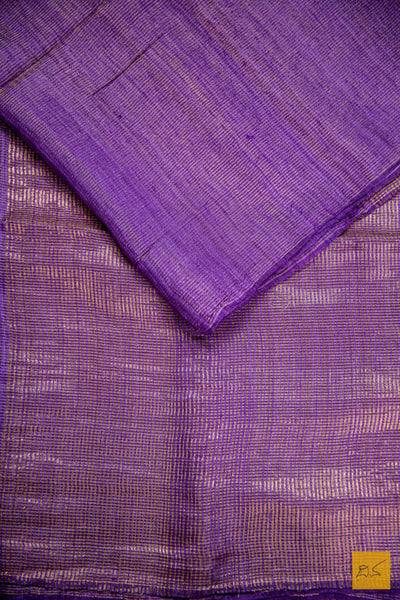 Purple Resham Matka Tissue Handwoven Saree