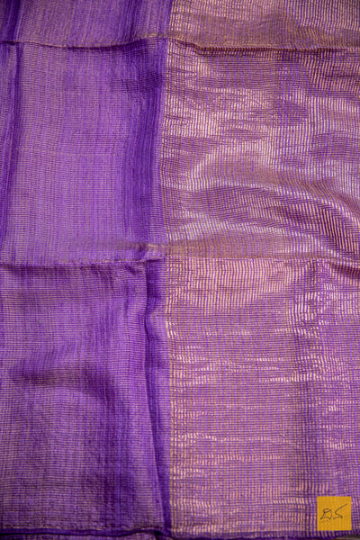 Purple Resham Matka Tissue Handwoven Saree