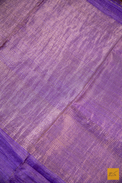 Purple Resham Matka Tissue Handwoven Saree