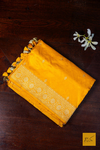 Mohana- Yellow Banarasi Katan Silk Handwoven Saree