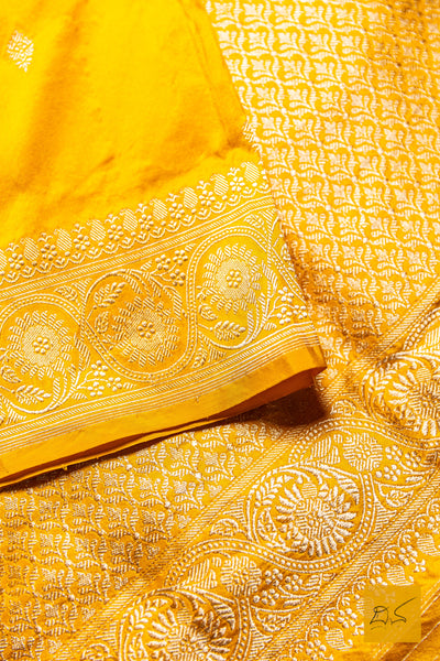 Mohana- Yellow Banarasi Katan Silk Handwoven Saree