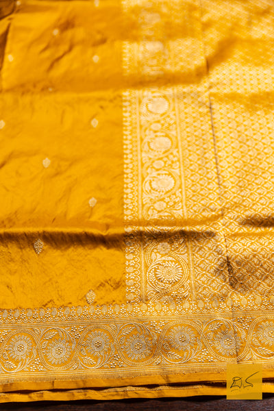 Mohana- Yellow Banarasi Katan Silk Handwoven Saree