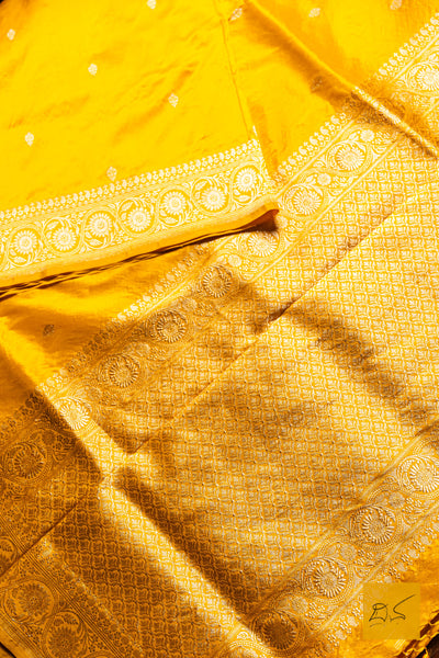 Mohana- Yellow Banarasi Katan Silk Handwoven Saree