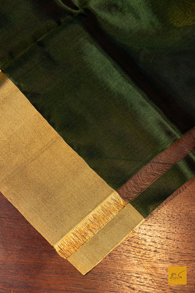 Tejovathi- Green Chanderi Pure Silk Handwoven Saree