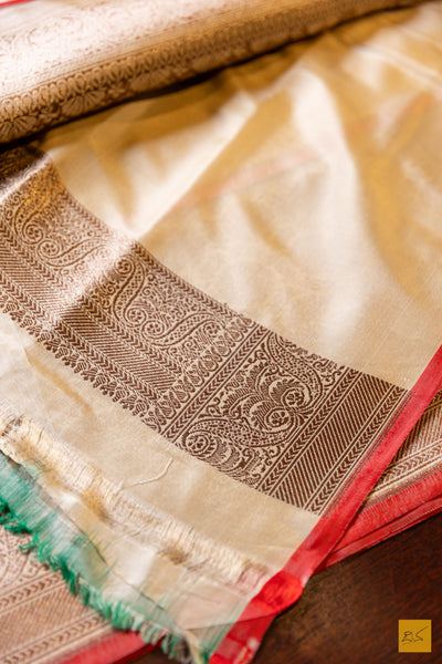Avyuktha- Cream Banarasi Katan Silk Brocade Saree