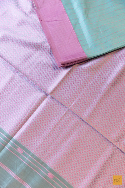 Vaani- Sky Blue Maheshwari Silk Cotton Handwoven Saree