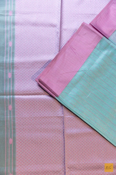 Vaani- Sky Blue Maheshwari Silk Cotton Handwoven Saree