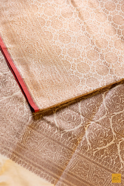 Avyuktha- Cream Banarasi Katan Silk Brocade Saree