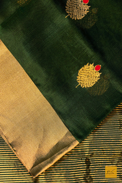 Tejovathi- Green Chanderi Pure Silk Handwoven Saree