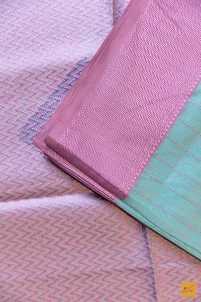 Vaani- Sky Blue Maheshwari Silk Cotton Handwoven Saree