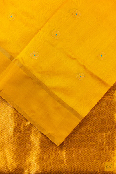 Yellow Chanderi Pure Silk Handwoven Saree