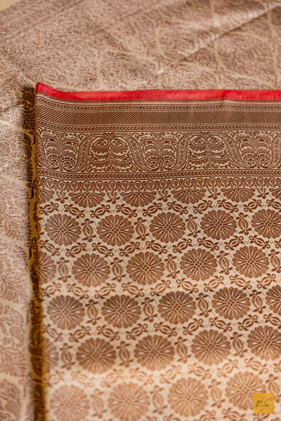 Avyuktha- Cream Banarasi Katan Silk Brocade Saree