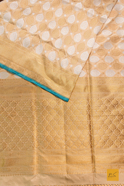 Basanthi- Off White Banarasi Katan Silk Handwoven Saree