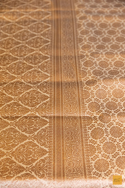 Avyuktha- Cream Banarasi Katan Silk Brocade Saree