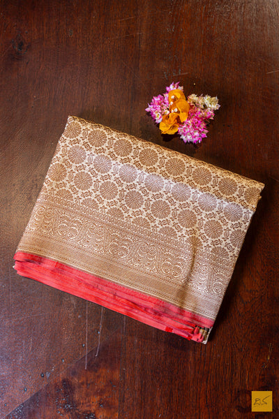 Avyuktha- Cream Banarasi Katan Silk Brocade Saree