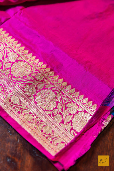 Vilasini- Peacock Blue Banarasi Katan Silk Handwoven Saree