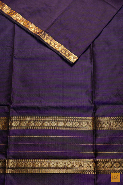Sathyabhama- Blue-Black Maheshwari Garbh Reshmi Handwoven Saree
