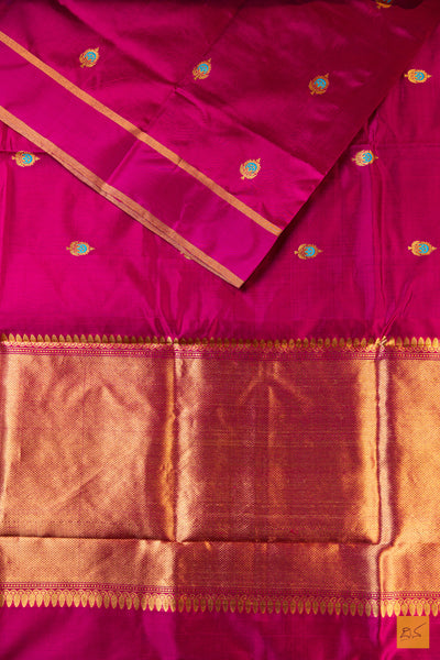 Purple Chanderi Pure Silk Handwoven Saree
