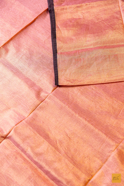 Chaithra- Pink Tissue Maheshwari Silk Cotton Handwoven Saree