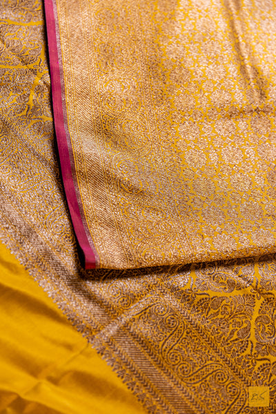 Akshari- Yellow Banarasi Katan Silk Brocade Saree