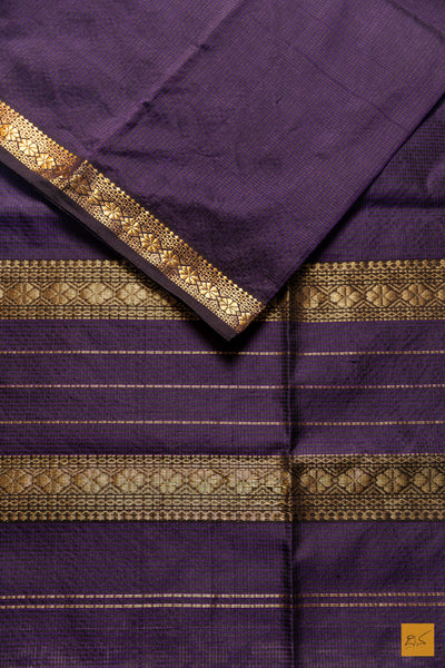 Sathyabhama- Blue-Black Maheshwari Garbh Reshmi Handwoven Saree