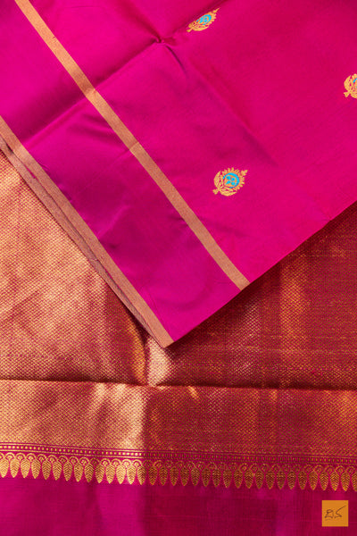 Purple Chanderi Pure Silk Handwoven Saree