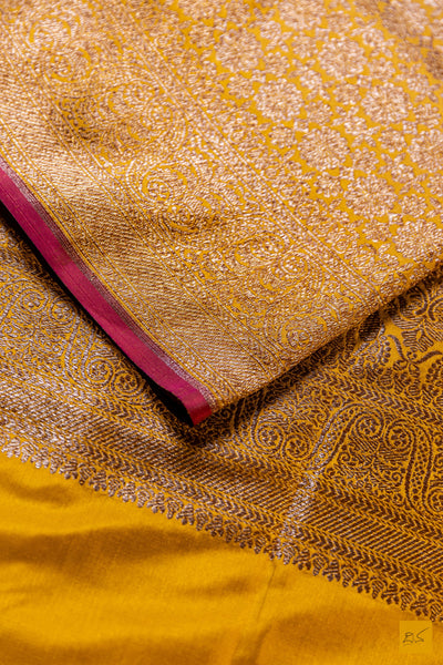 Akshari- Yellow Banarasi Katan Silk Brocade Saree