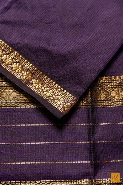 Sathyabhama- Blue-Black Maheshwari Garbh Reshmi Handwoven Saree