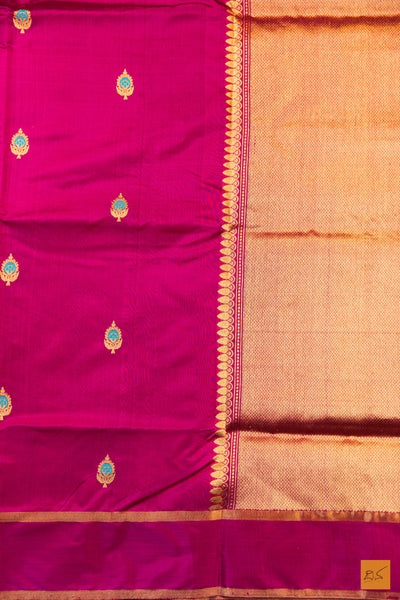 Purple Chanderi Pure Silk Handwoven Saree
