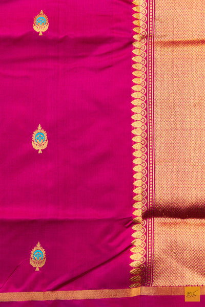 Purple Chanderi Pure Silk Handwoven Saree
