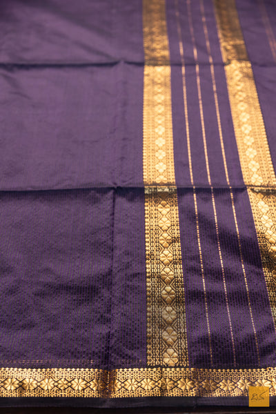 Sathyabhama- Blue-Black Maheshwari Garbh Reshmi Handwoven Saree