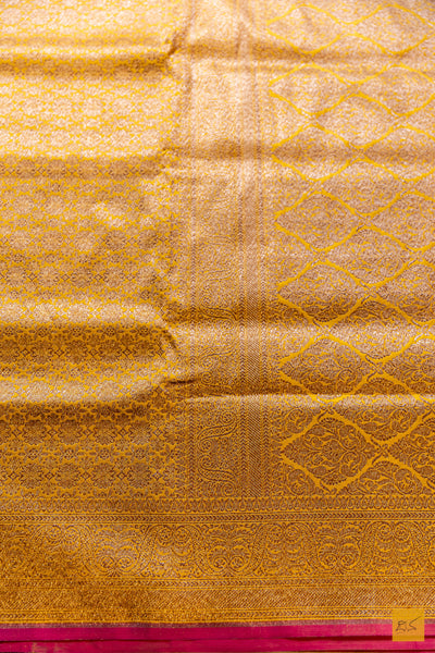 Akshari- Yellow Banarasi Katan Silk Brocade Saree