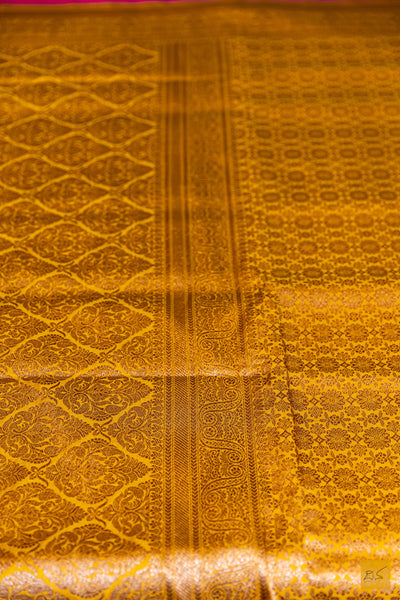 Akshari- Yellow Banarasi Katan Silk Brocade Saree