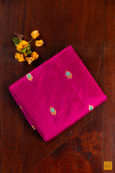 Purple Chanderi Pure Silk Handwoven Saree